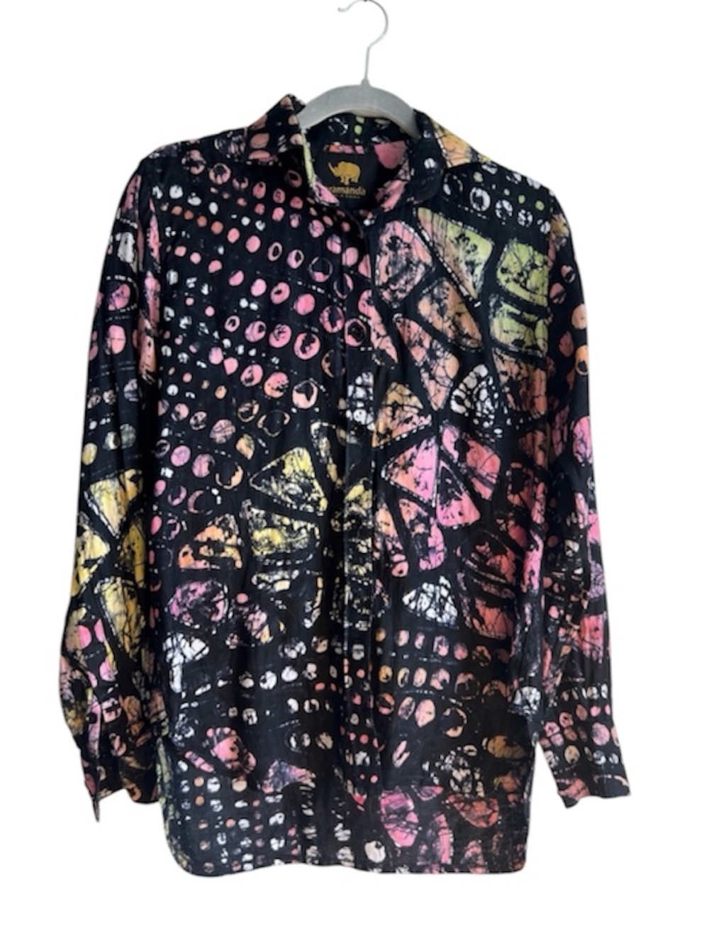 ÀRÀMÀNDÀ Luxury Abstract Cotton Flannel Button Down Shirt Rare Medium Large
